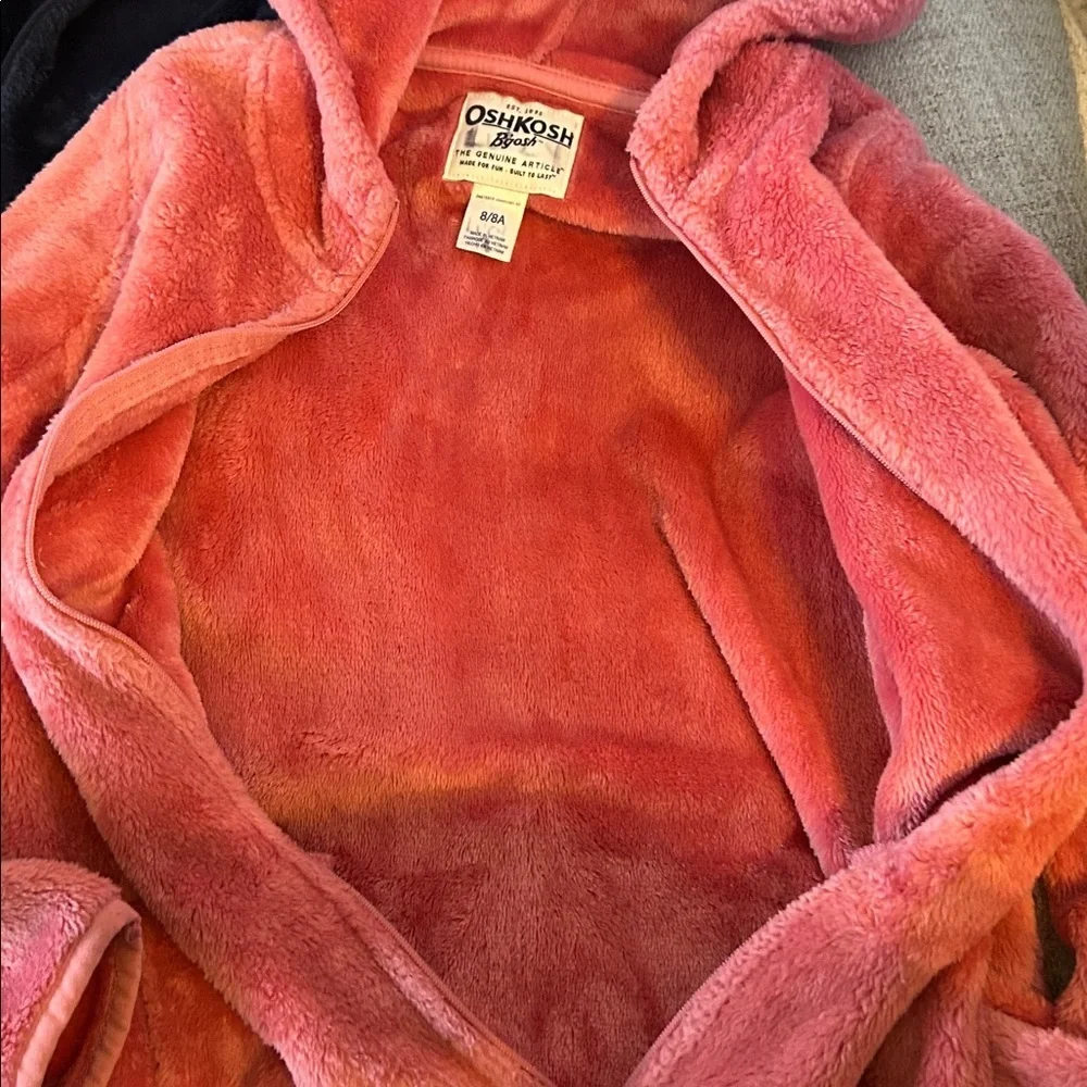 OSHKOSH B’GOSH TWO HOODIES FLEESE FULL ZIP PLUSH JACKETS FOR CHILDREN SZ 8